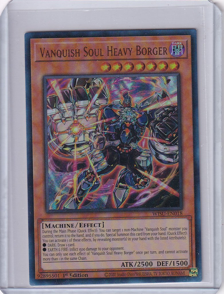 Yu-Gi-Oh Wild Survivors trading card of Vanquish Soul Heavy Borger robotic warrior