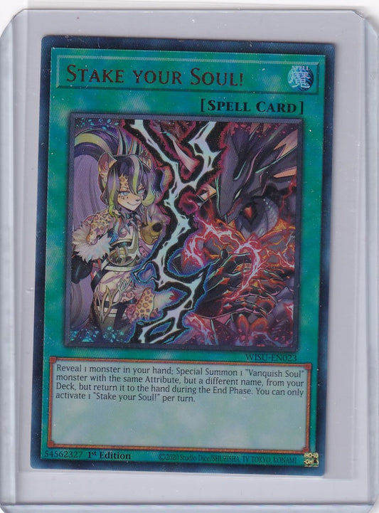 Yu-Gi-Oh! Wild Survivors Stake Your Soul card featuring dramatic clashing creatures artwork