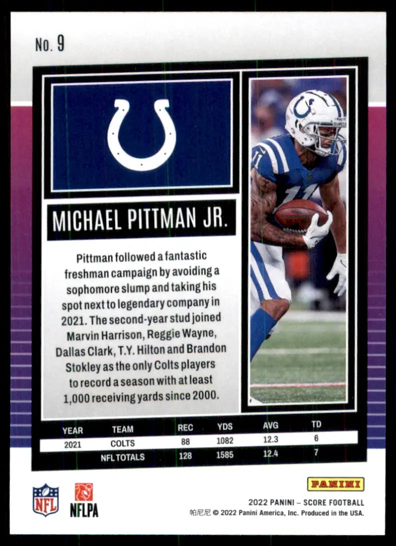 2022 Score Michael Pittman Jr. Indianapolis Colts #9