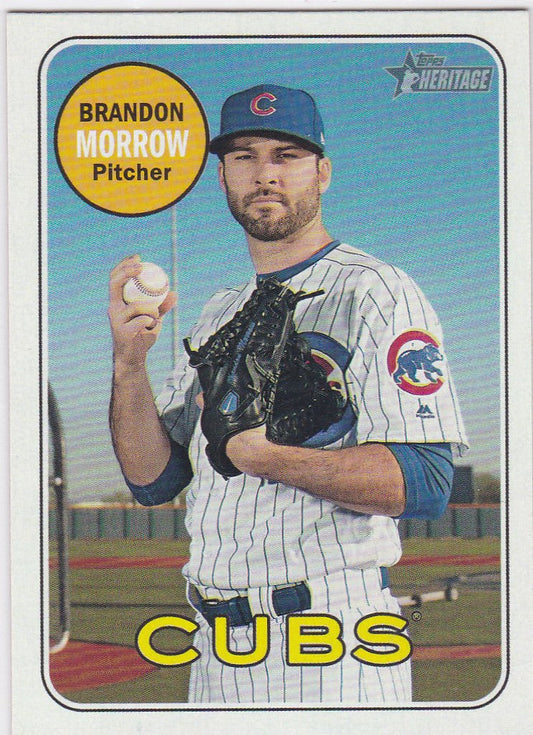 Baseball card of Brandon Morrow in Chicago Cubs pinstripes from Topps Heritage High Number