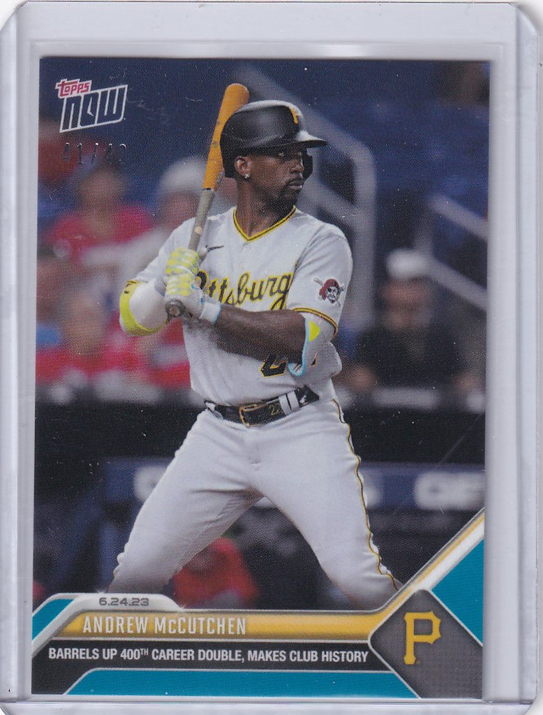 Baseball trading card of Andrew McCutchen with the Pittsburgh Pirates at bat