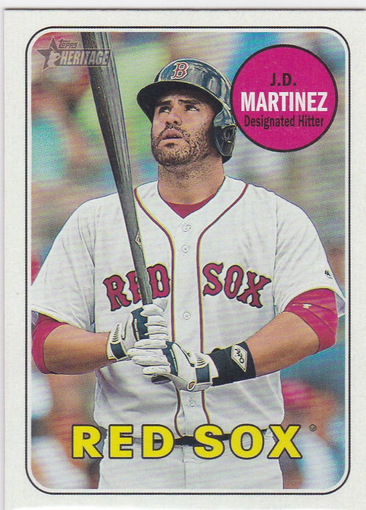 Baseball card of JD Martinez Boston Red Sox from Topps Heritage High Number 710