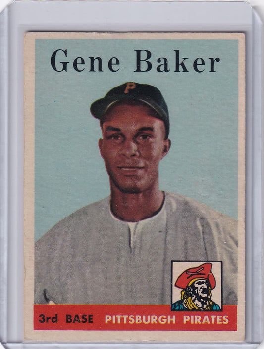 Gene Baker Pittsburgh Pirates trading card showcasing player in team uniform and cap