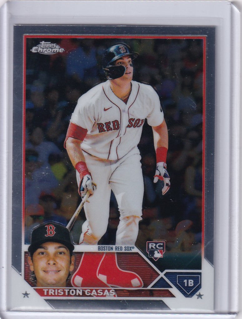 Triston Casas Boston Red Sox player batting stance on 2023 Topps Chrome card