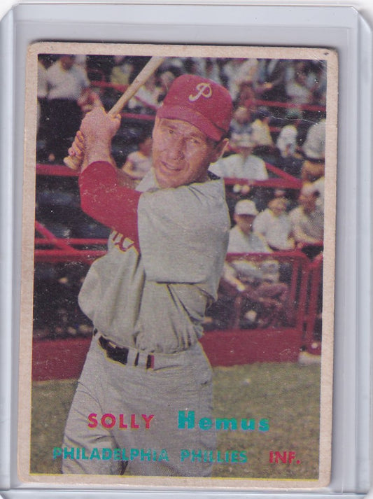 Topps Baseball card of Solly Hemus in batting stance for Philadelphia Phillies