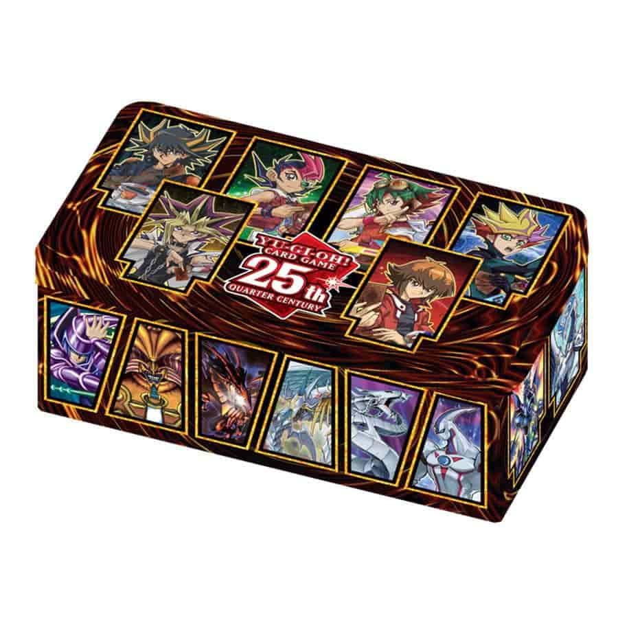 Collectible tin box featuring Yu-Gi-Oh! 25th Anniversary Dueling Heroes artwork