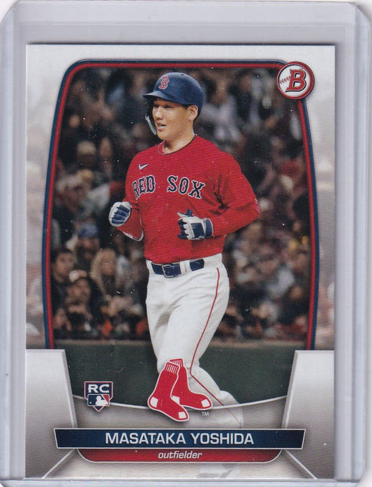 Baseball card of Masataka Yoshida, Boston Red Sox player in batting stance