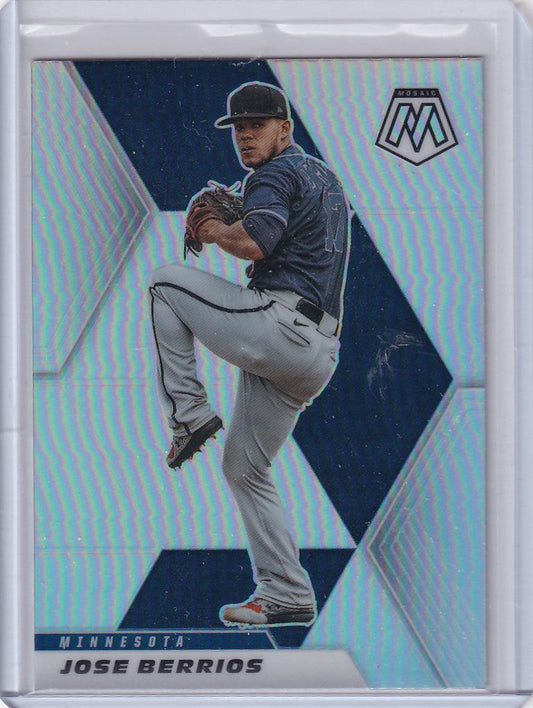 Baseball trading card of Jose Berrios Minnesota Twins in Panini Mosaic Prizm design