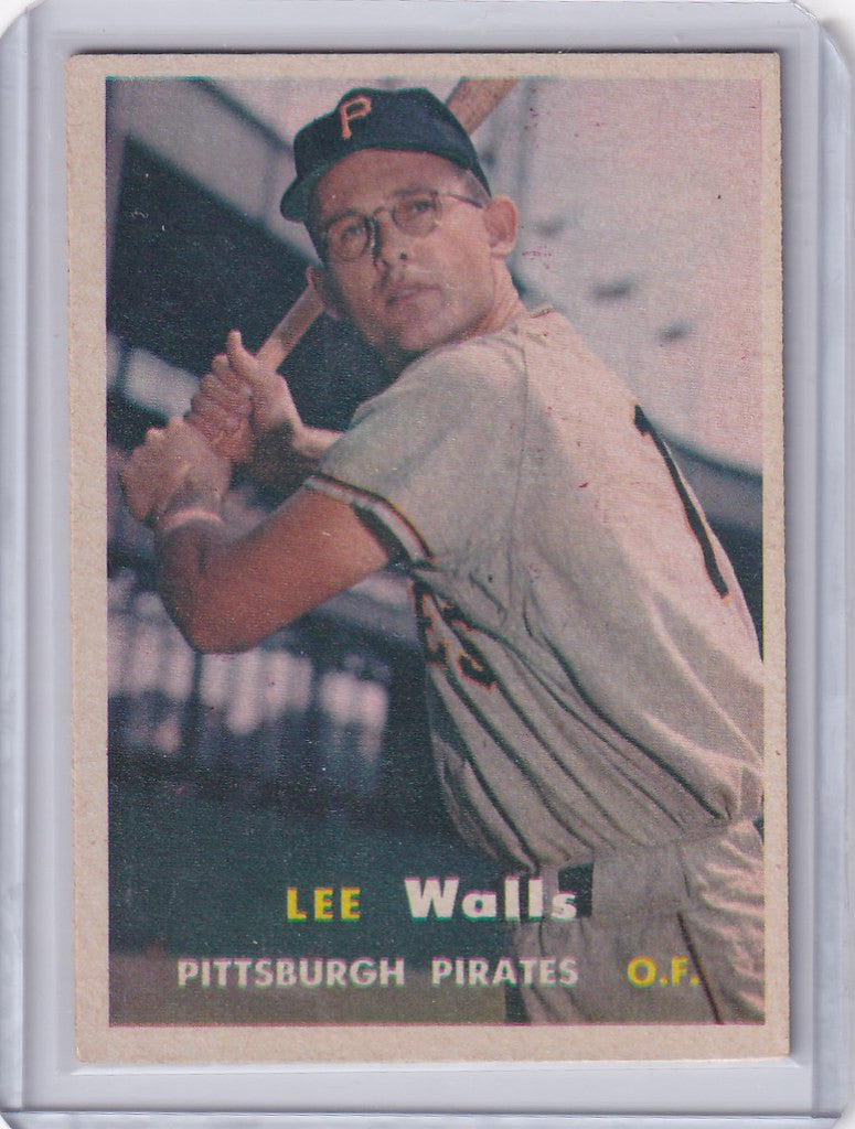 Vintage Topps Baseball card of Lee Walls, Pittsburgh Pirates outfielder in batting stance