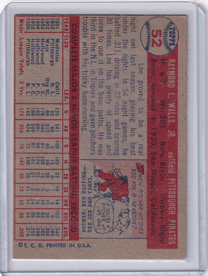 Vintage Topps baseball card of Lee Walls showcasing Pittsburgh Pirates player stats