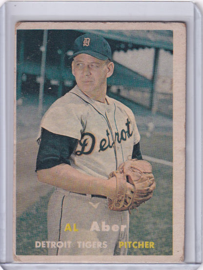 Vintage Topps Baseball card of Al Aber - Detroit Tigers pitcher in uniform