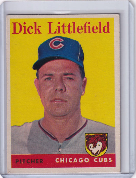 Baseball card of Dick Littlefield - Chicago Cubs on a vibrant yellow background