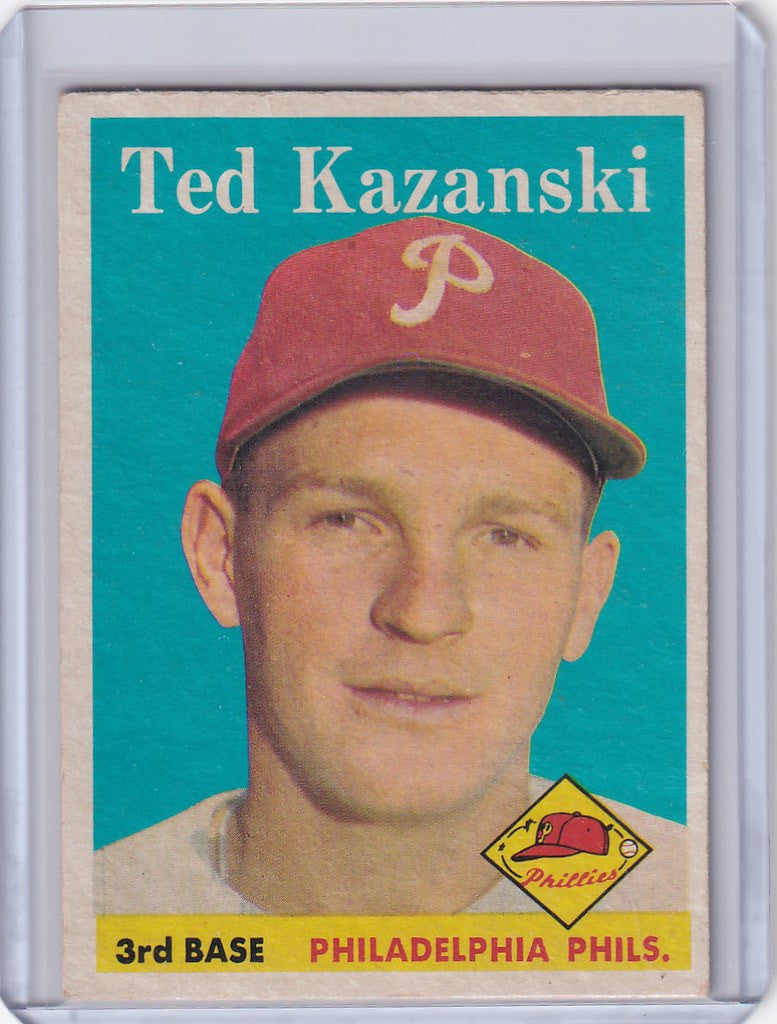 Baseball card of Ted Kazanski - Philadelphia Phillies from the 1958 Topps series