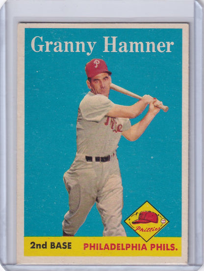 Vintage baseball card of Granny Hamner - Philadelphia Phillies in batting stance