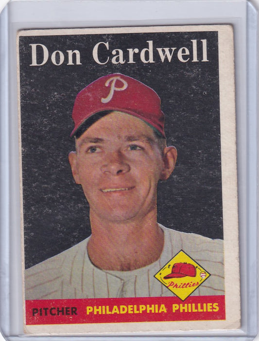 Vintage baseball card of Don Cardwell, pitcher for the Philadelphia Phillies