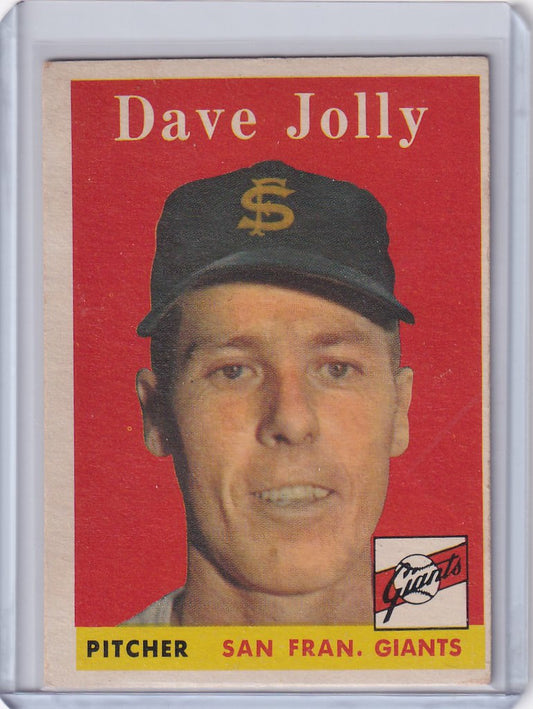 Baseball card of Dave Jolly, pitcher for the San Francisco Giants, 1958 Topps #183