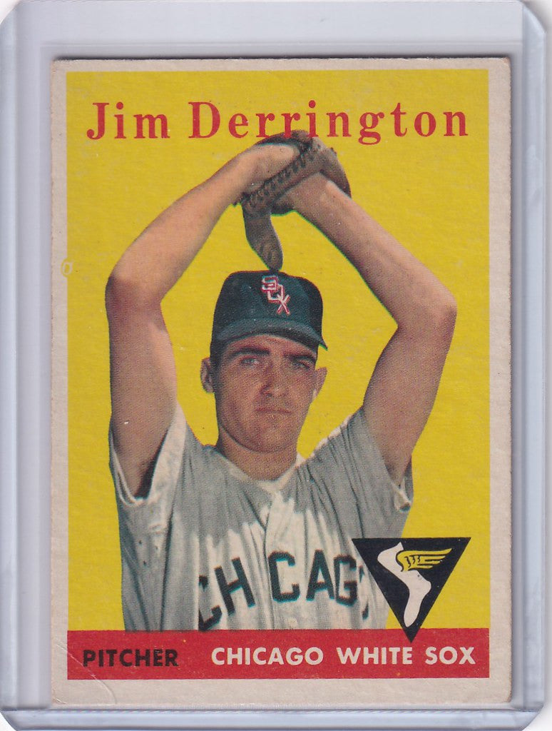 Vintage baseball card of Jim Derrington pitching for the Chicago White Sox