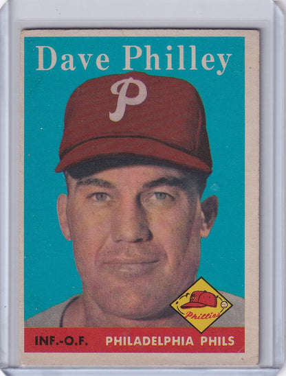 Baseball card of Dave Philley from the Philadelphia Phillies 1958 Topps collection