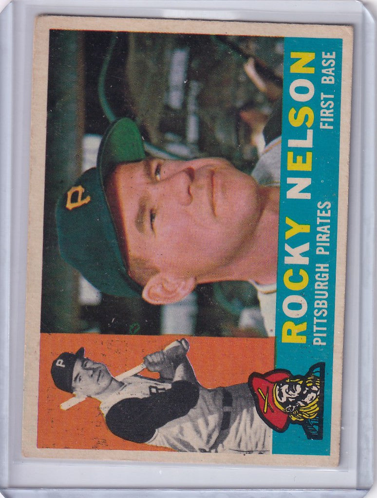 Vintage 1960 Topps Rocky Nelson - Pittsburgh Pirates baseball card with green cap