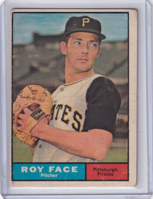 Vintage 1961 Topps baseball card of Roy Face - Pittsburgh Pirates pitcher