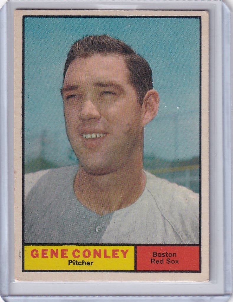 Baseball card of Gene Conley in a light uniform for Boston Red Sox collectors