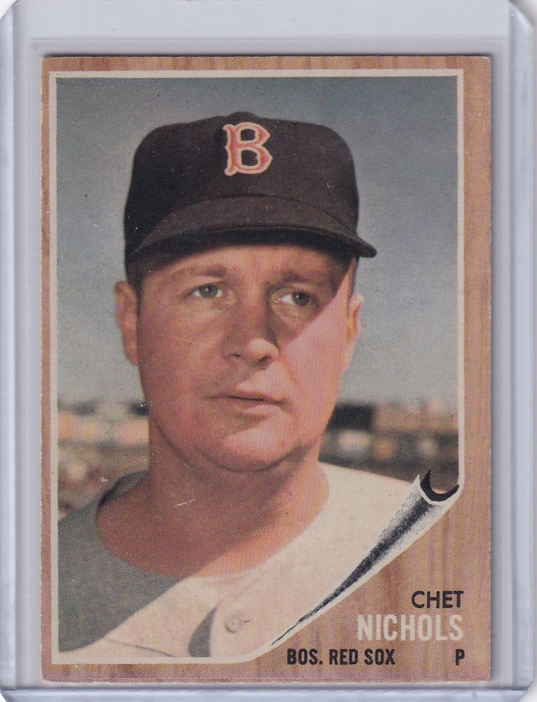 Baseball card of Chet Nichols showcasing Boston Red Sox player with a B logo cap