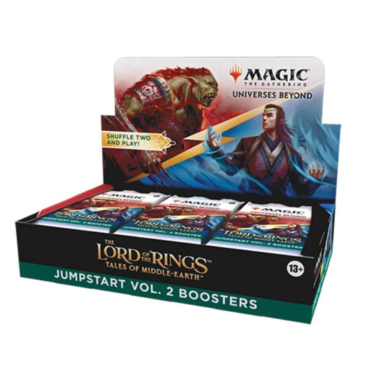 Booster box for Magic The Gathering Middle-earth Jumpstart featuring rare cards designed