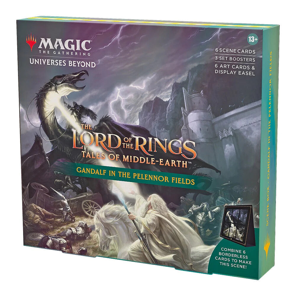 Magic: The Gathering box featuring The Lord of the Rings set boosters and traditional foil ring cards