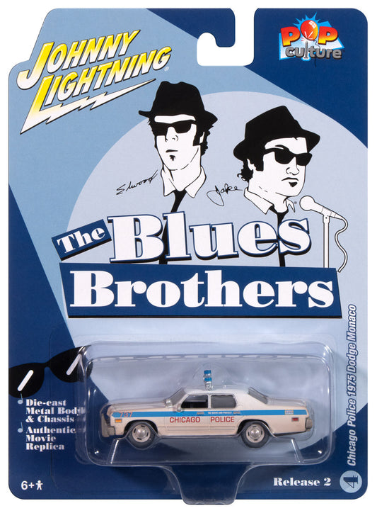 Johnny Lightning JLPC015 Pop Culture Chicago Police 1975 Dodge Monaco Blues car toy packaging