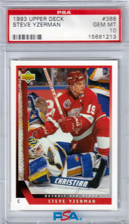 PSA 10 GEM MINT Steve Yzerman 1993 Upper Deck #388 Red Wings hockey card from Columbia Hobby