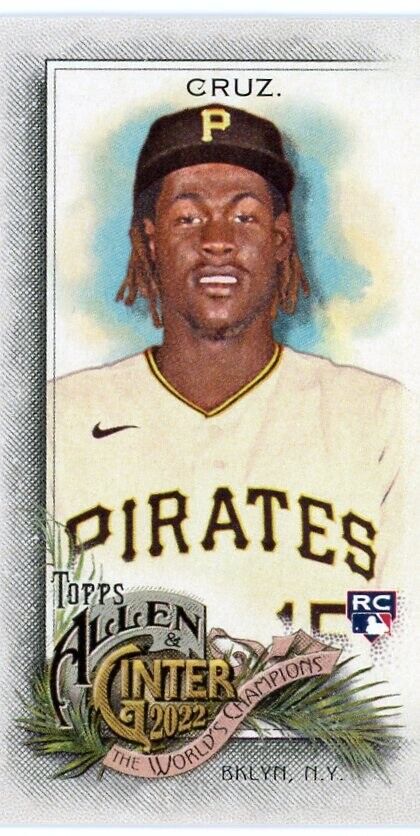 Baseball card of Ginter Neil Cruz in white Pirates jersey, showcasing Cruz mini rookie