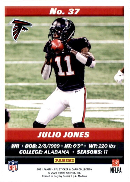 NFL trading card of Julio Jones Atlanta Falcons in black jersey #11 from 2021 collection