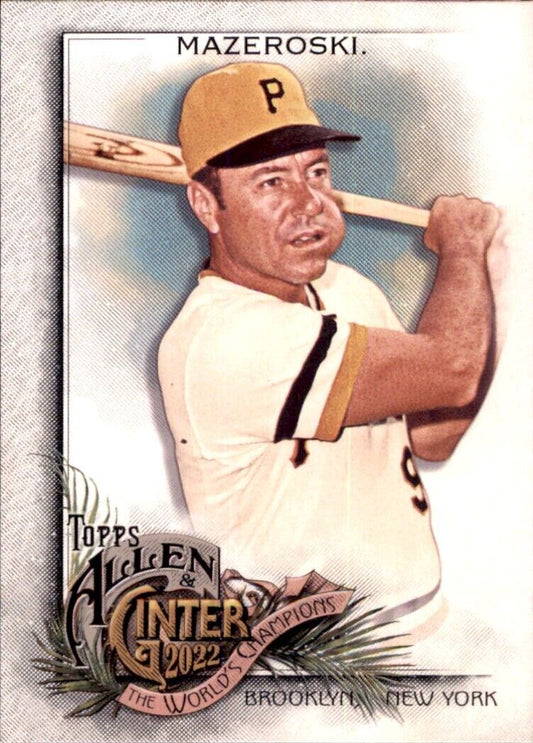 Pittsburgh Pirates player Bill Mazeroski in batting stance on Topps Allen baseball card