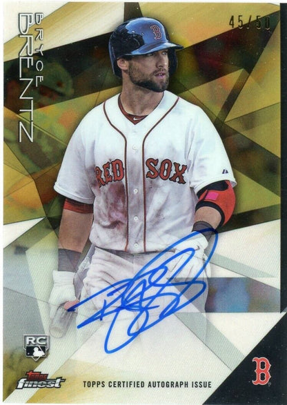 Signed Bryce Brentz Rookie Autograph Gold Refractor baseball card for Boston Red Sox