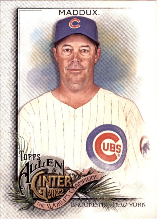 Baseball card of Ginter Greg Maddux in Chicago Cubs uniform from Topps Allen & Ginter