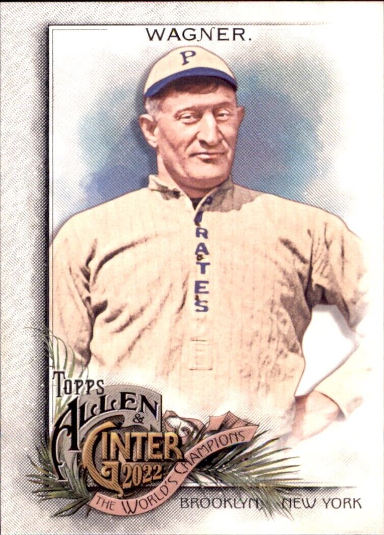 Vintage baseball card of Honus Wagner, Pittsburgh Pirates MLB player in light uniform