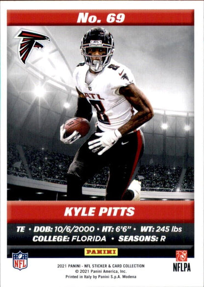 NFL trading card of Kyle Pitts rookie in white jersey for Atlanta Falcons collection