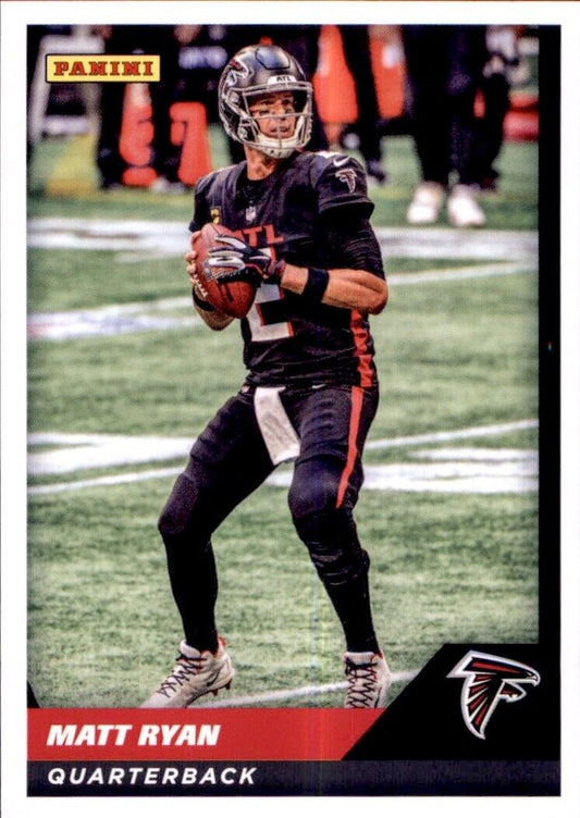 Football player in black Atlanta Falcons uniform with NFL sticker by Panini