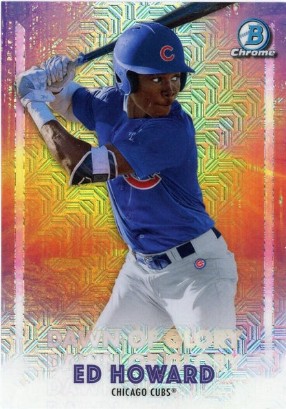 Holographic baseball card of Ed Howard in blue jersey, Howard Mojo Chicago Cubs