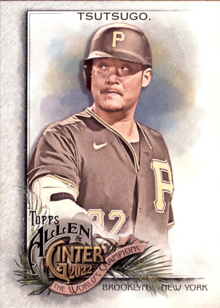 Baseball card of Yoshi Tsutsugo in Pirates jersey number 42 from Ginter short print