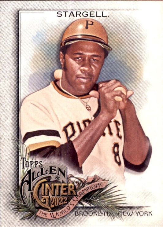 Baseball card of Willie Stargell in a batting stance for the Pittsburgh Pirates