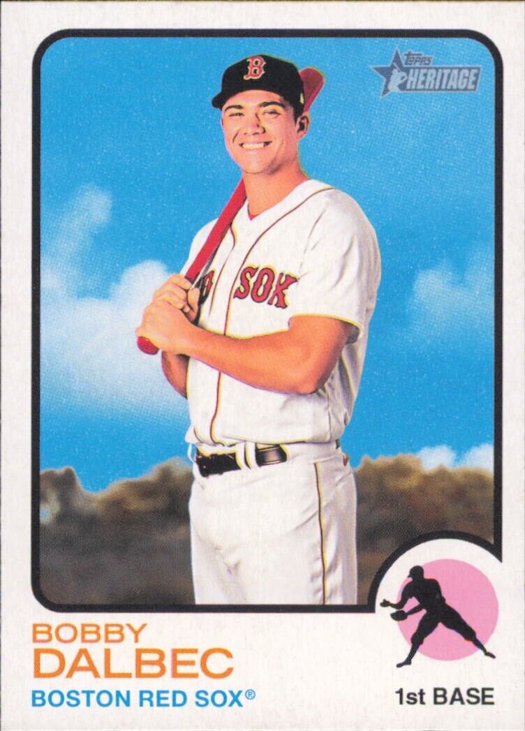 Baseball card of Heritage Bobby Dalbec in a Boston Red Sox white uniform