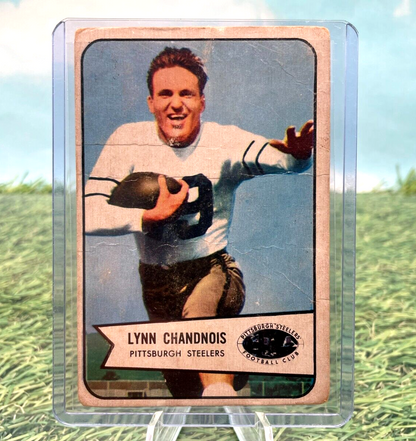 Vintage sports trading card of Lynn Chandnois with Pittsburgh Steelers in action pose