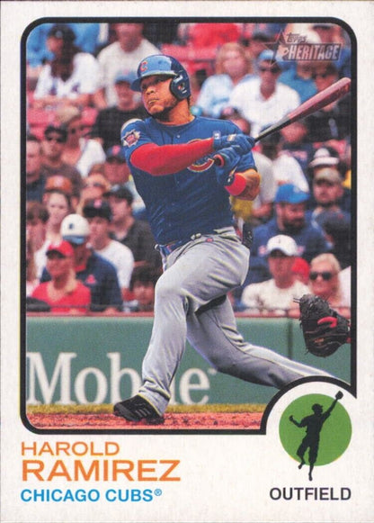 2022 Topps Heritage Harold Ramirez Chicago Cubs MLB baseball card at bat