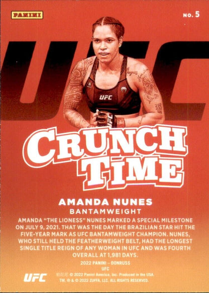 UFC trading card featuring Crunch Time branding in red and white for Panini Donruss UFC