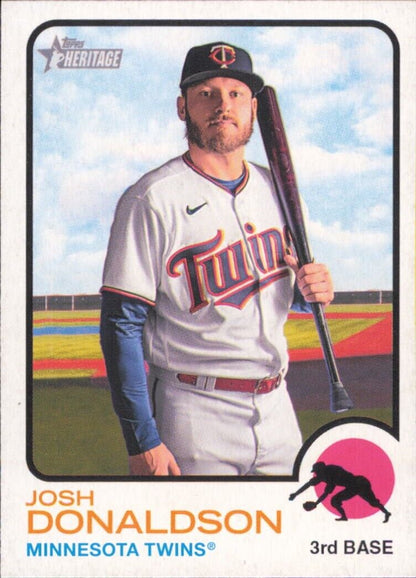 Topps Heritage Josh Donaldson Minnesota Twins baseball card in white uniform with bat