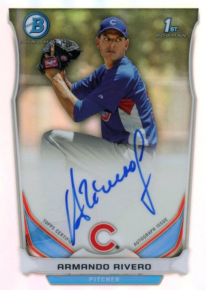 Signed Chicago Cubs 2014 Bowman Chrome Armando Rivero Autograph Baseball Card