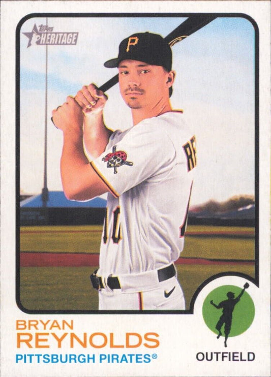 Baseball card of Heritage Bryan Reynolds in a white uniform for Pittsburgh Pirates