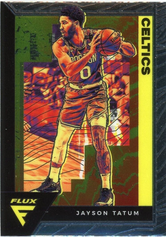 Basketball trading card of Jayson Tatum in Boston Celtics jersey number 0 from Panini Flux