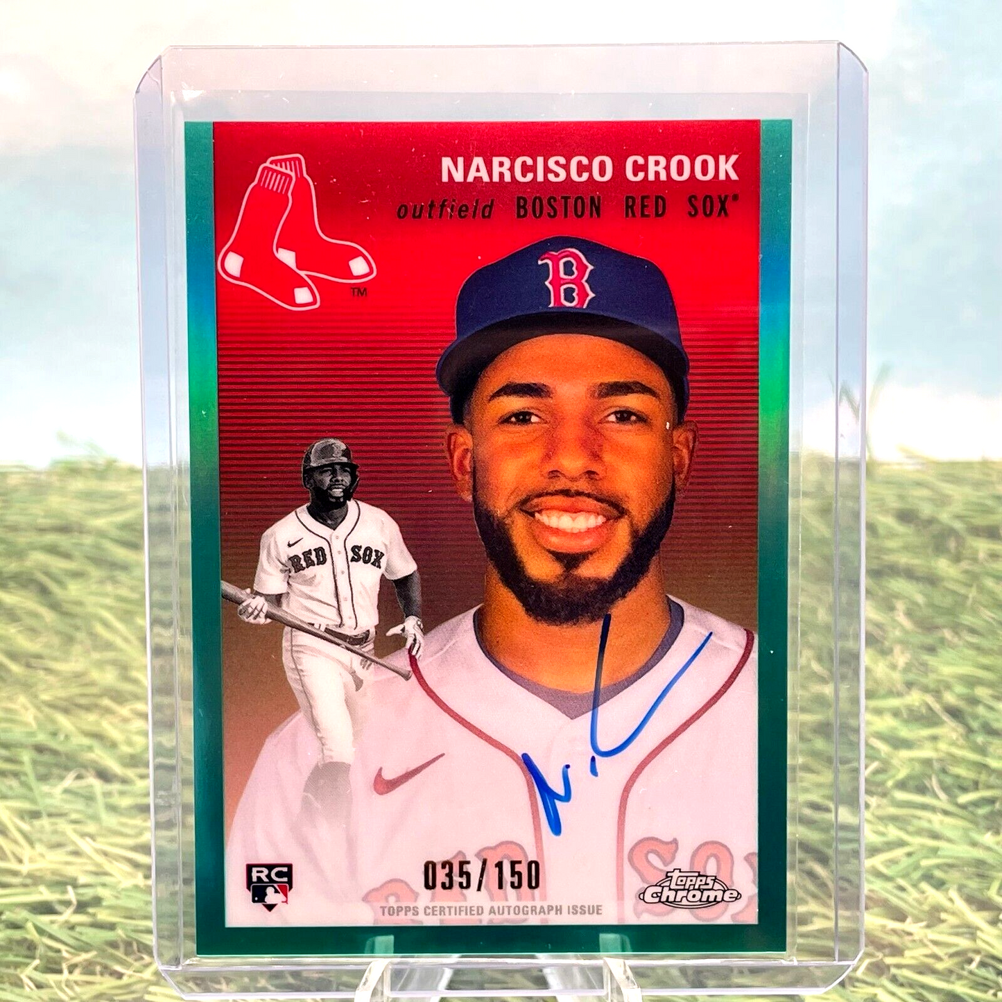 Baseball card of Narcisco Crook, Topps Chrome Platinum RC Rookie with green border